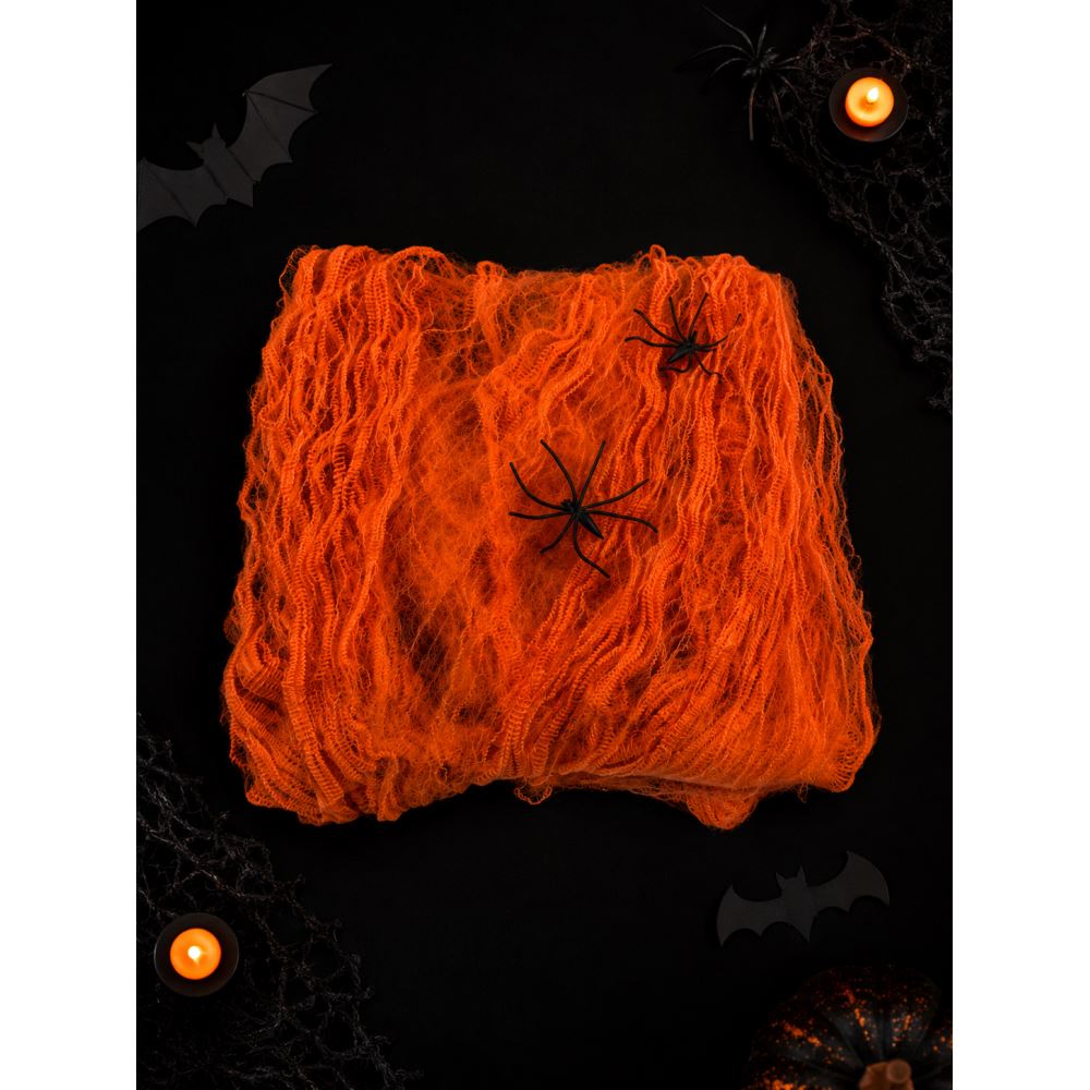 Parti malzemesi Halloween Örümcek Ağı Dekor Süsü 2 Örümcekli Cadılar Bayramı Ağı Turuncu