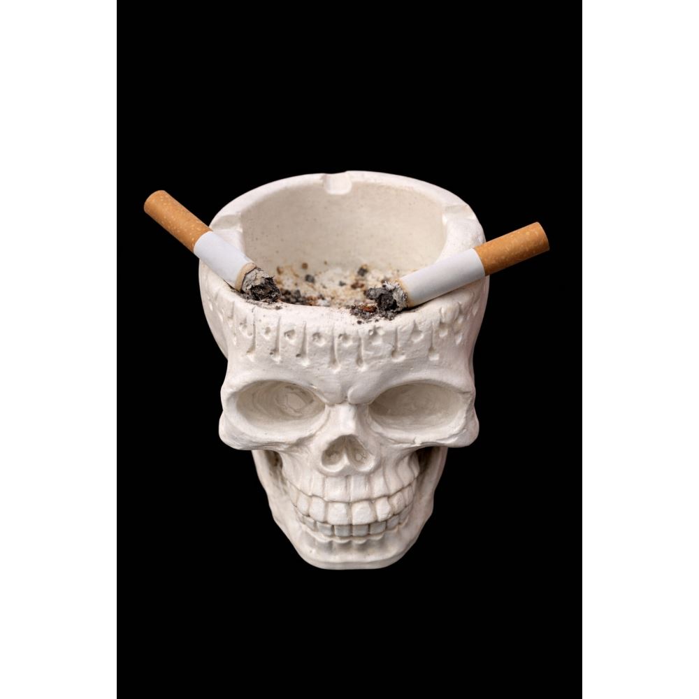 Parti Malzemesi Kuru Kafa Kül Tablası Dekoratif Halloween Temalı Skull Tasarım Kül Tabağı 8.5 Cm