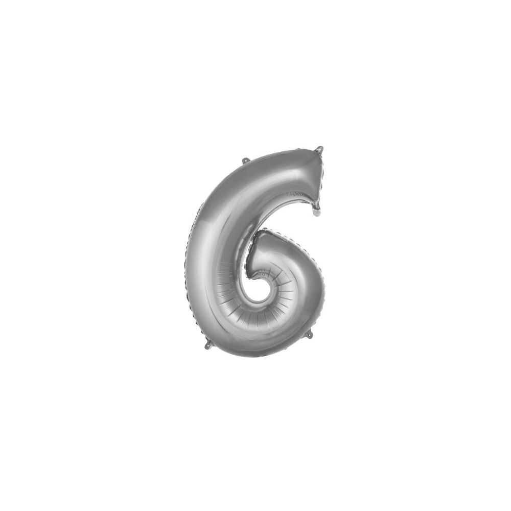 6- RAKAM GÜMÜŞ RENK BALON 