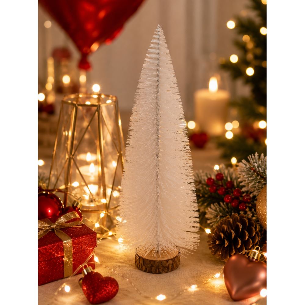 40 Cm Beyaz Dekoratif Yılbaşı Ağacı Masa Üstü Çam Ağacı Yılbaşı Dekoru Mini Noel Ağacı