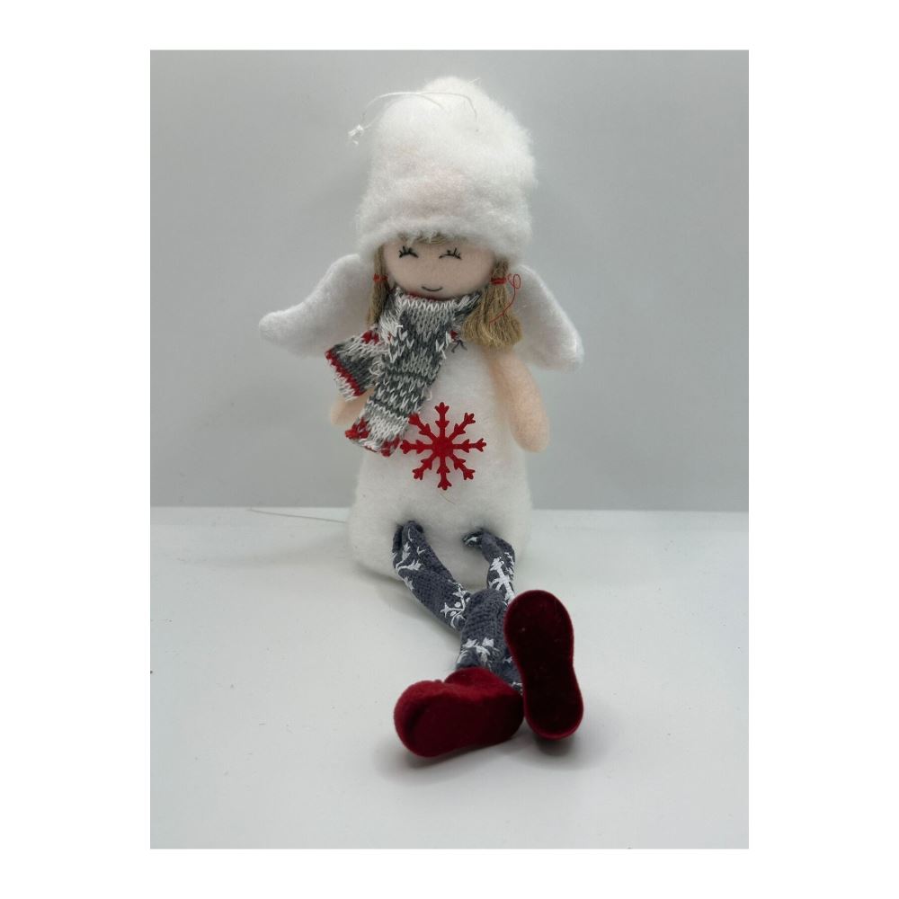 Kar Perisi Dekoratif Biblo 24 cm Yılbaşı Süsü Noel Melek Figürü Ev Dekoru Beyaz