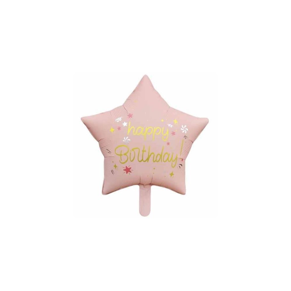18 İNC YILDIZ HAPPY BİRTHDAY PEMBE FOLYO BALON 47*47