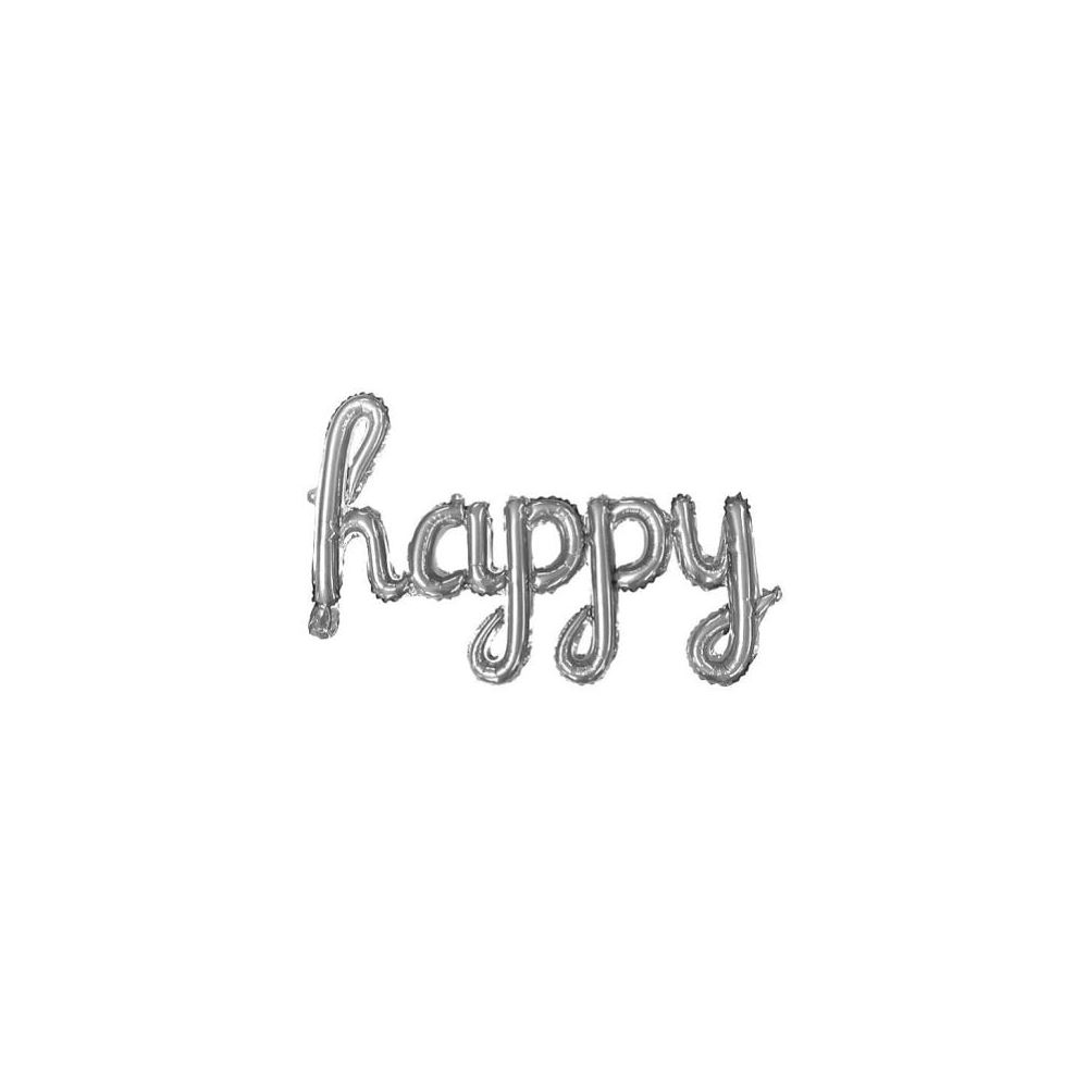 TEKLİ EL YAZILI HAPPY GÜMÜŞ RENK FOLYO BALON 87*33