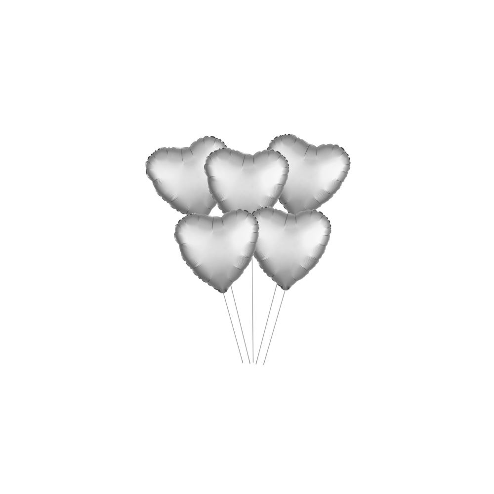 5 Lİ 15 İNÇ KALP GÜMÜŞ FOLYO BALON
