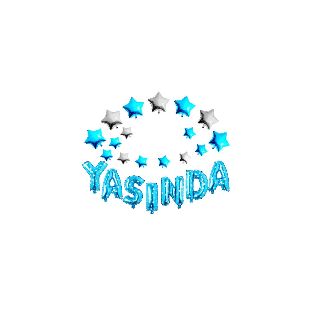YILDIZLI YAŞINDA MAVİ SET BALON