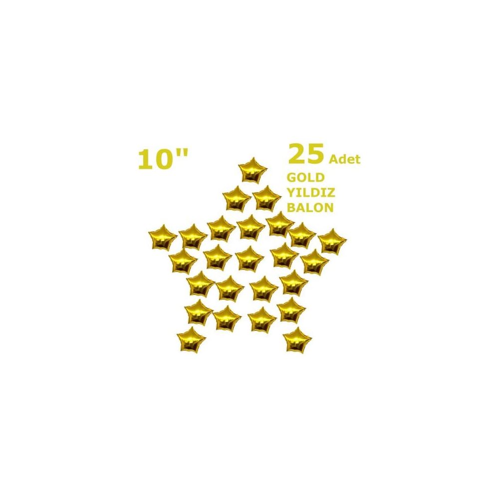 25 YILDIZLI 10 İNC GOLD SET BALON