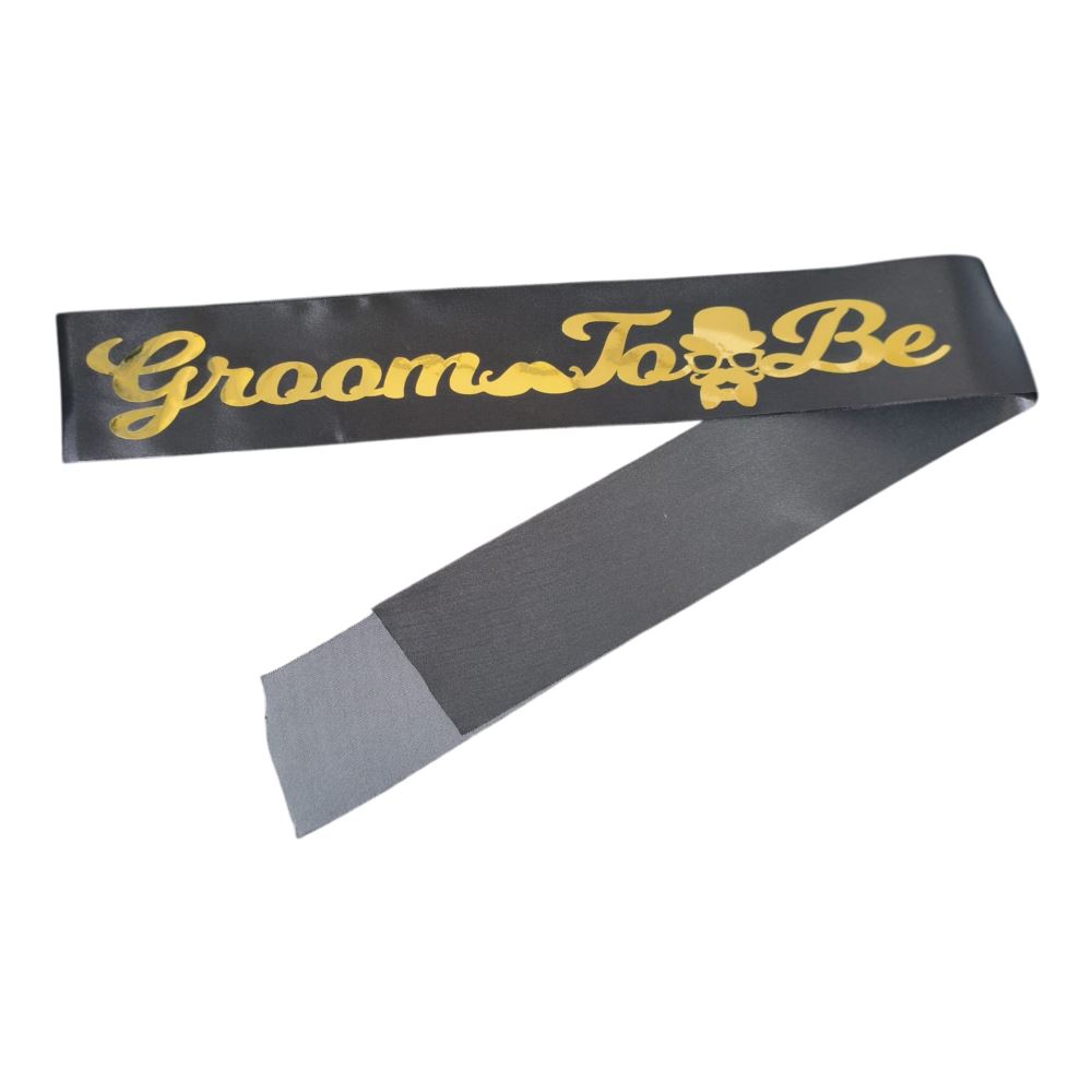 KUMAŞ KUŞAK GROOM TOBE SİYAH GOLD
