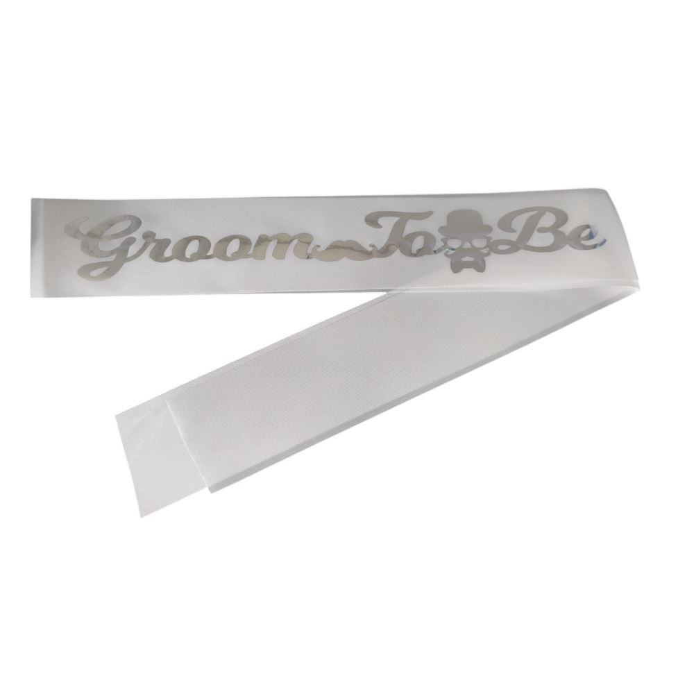 KUMAŞ KUŞAK GROOM TOBE BEYAZ GÜMÜŞ